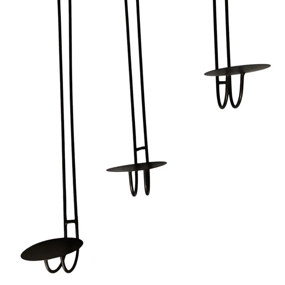 3 pc Hanging Pillar or Jar Candle holder Set Made In Mexico Sturdy Wrought Iron‎